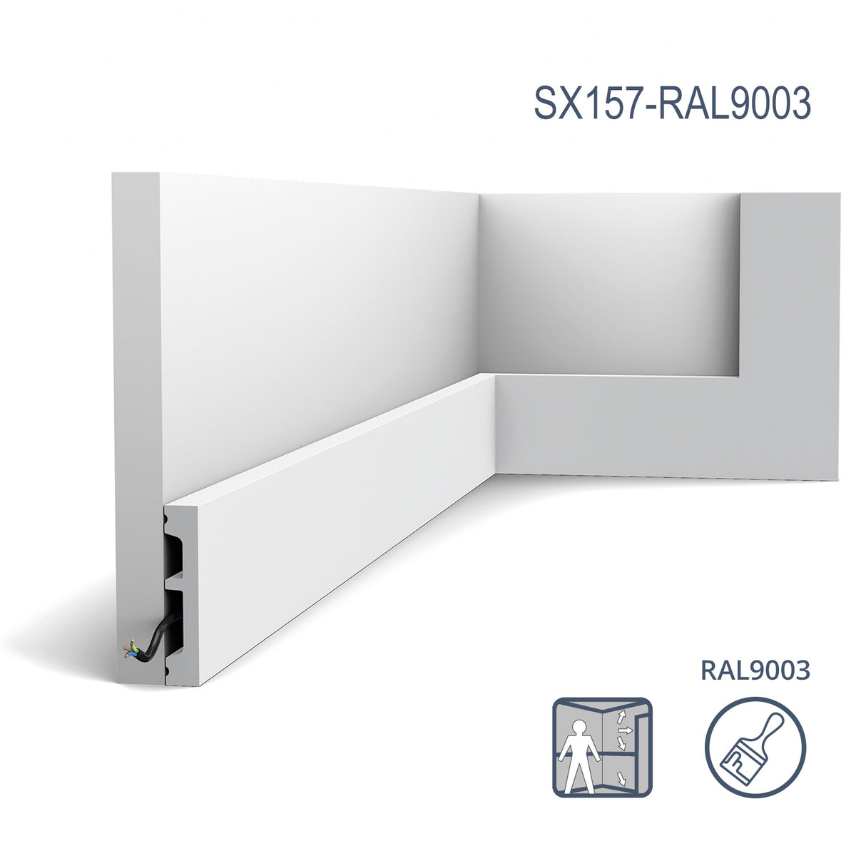 Zócalo Square 157 acabado blanco (RAL 9003)